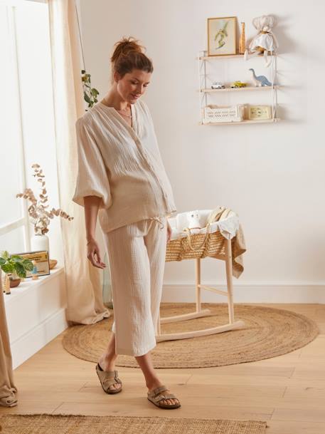 2-delige set homewear voor tijdens de zwangerschap en borstvoeding Beige - vertbaudet enfant 