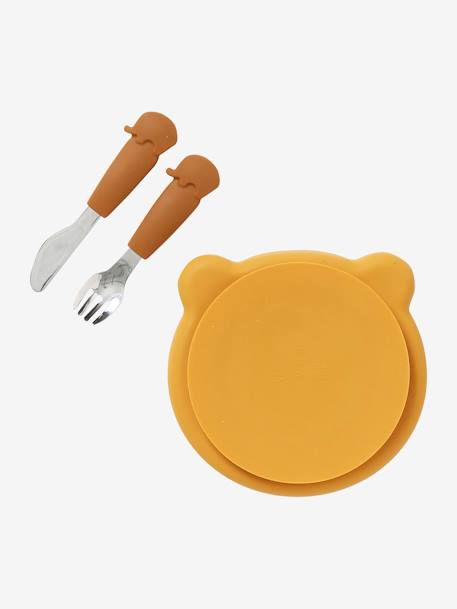 Maaltijdkoffer van silicone Beer karamel+salie - vertbaudet enfant 