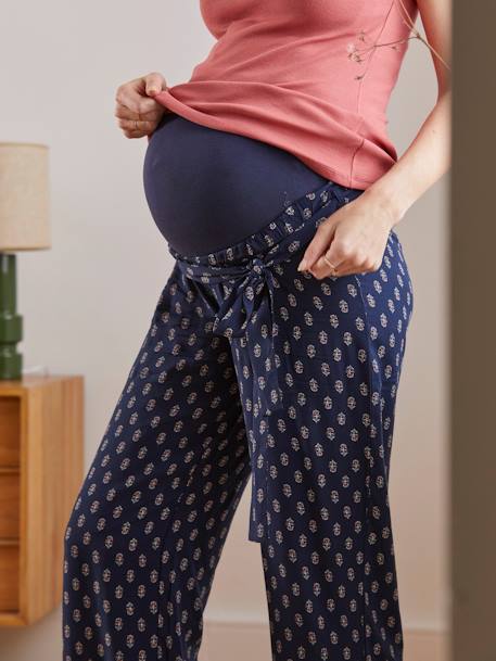 Soepele zwangerschapsbroek van viscose met print Blauw met print - vertbaudet enfant 