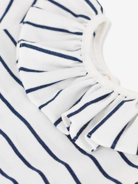 Blouse rayée bébé manches courtes en jersey blanc rayé marine - vertbaudet enfant 