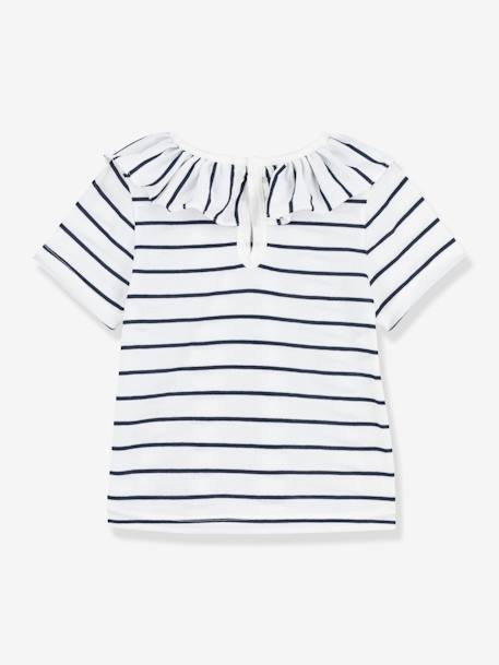 Blouse rayée bébé manches courtes en jersey blanc rayé marine - vertbaudet enfant 