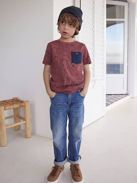 Jongensjeans met losse pasvorm en laag kruis stone - vertbaudet enfant 