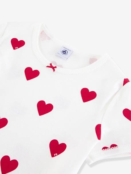 Pyjacourt voor meisjes met hartje en korte mouwen PETIT BATEAU in biokatoen hartjesmotief - vertbaudet enfant 
