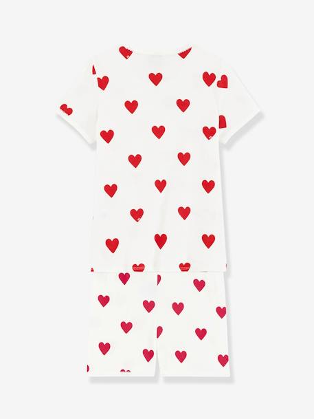 Pyjacourt coeur fille manches courtes en coton bio motif coeurs - vertbaudet enfant 