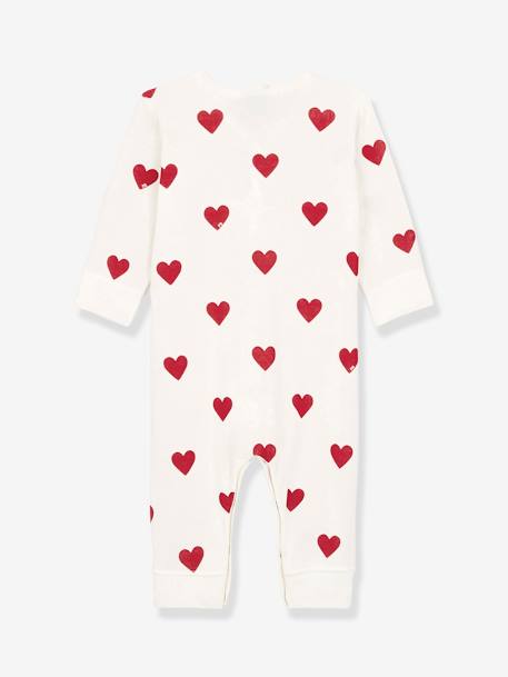 Biologisch katoenen baby pyjama PETIT BATEAU wit hartjesprint - vertbaudet enfant 