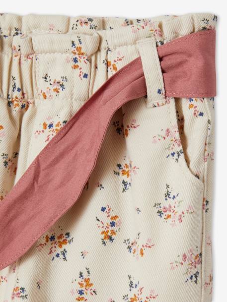 Paperbag broek met riem voor baby lichtbeige met print - vertbaudet enfant 