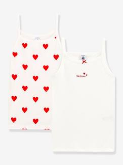Fille-Sous-vêtement-Lot de 2 Chemises à bretelles Coeur petite fille en coton -