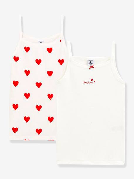 Lot de 2 Chemises à bretelles Coeur petite fille en coton - blanc coeurs - vertbaudet enfant 