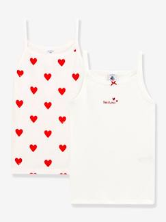 Meisje-Set van 2 katoenen hartjeshemden voor kleine meisjes - PETIT BATEAU