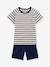 Katoenen gestreepte pyjama voor kleine jongens - PETIT BATEAU Marineblauw gestreept - vertbaudet enfant 