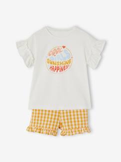 Meisje-Set shirt en short met vichyruiten voor meisjes