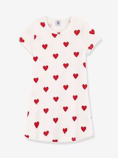 Meisje-Pyjama, pyjamapakje-Nachthemd "hartjes" meisje PETIT BATEAU van biokatoen