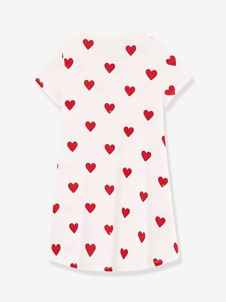 Chemise de nuit 'coeurs' fille en coton bio motif coeurs - vertbaudet enfant 