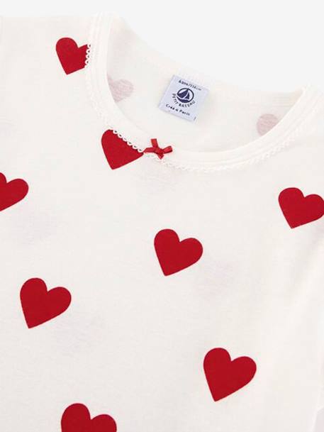 Chemise de nuit 'coeurs' fille en coton bio motif coeurs - vertbaudet enfant 