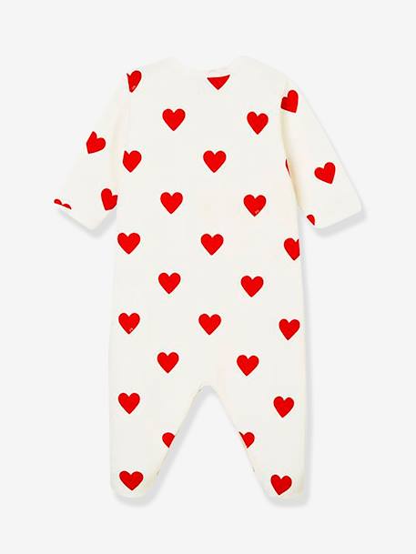Baby pyjama met hartjes in fleece PETIT BATEAU wit hartjesprint - vertbaudet enfant 