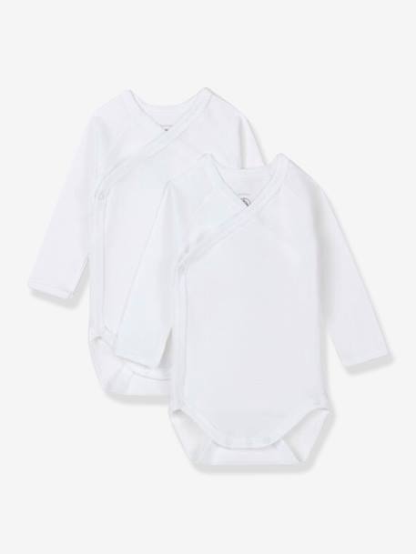 Lot de 2 bodies croisés manches longues bébé naissance en coton bio blanc - vertbaudet enfant 