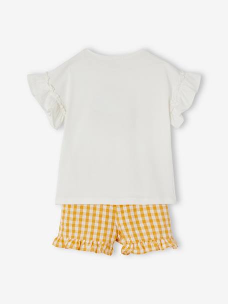 Ensemble tee-shirt et short vichy fille ivoire - vertbaudet enfant 