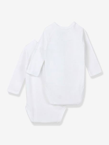 Lot de 2 bodies croisés manches longues bébé naissance en coton bio blanc - vertbaudet enfant 