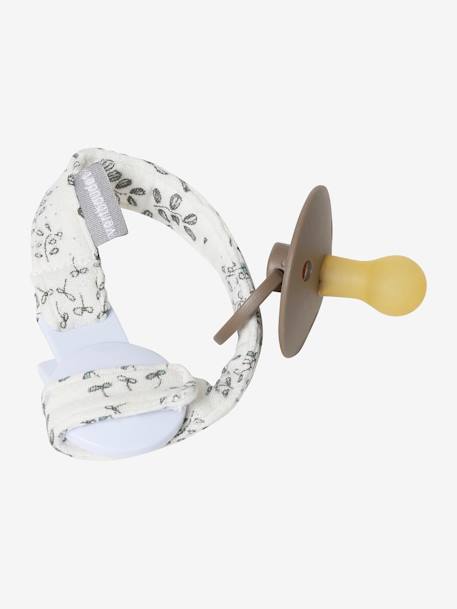 Attache tétine tissu imprimé ivoire fleuri - vertbaudet enfant 