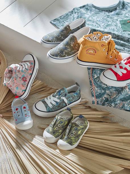 Baskets slip-on garçon kaki imprimé tropical - vertbaudet enfant 