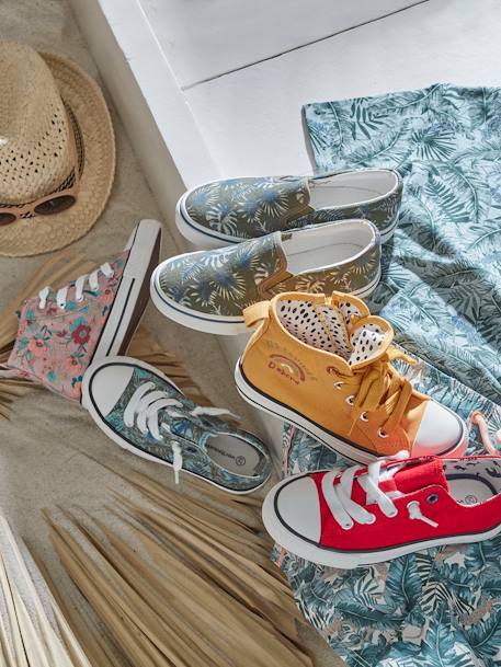 Baskets slip-on garçon kaki imprimé tropical - vertbaudet enfant 