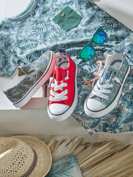 Baskets slip-on garçon kaki imprimé tropical - vertbaudet enfant 