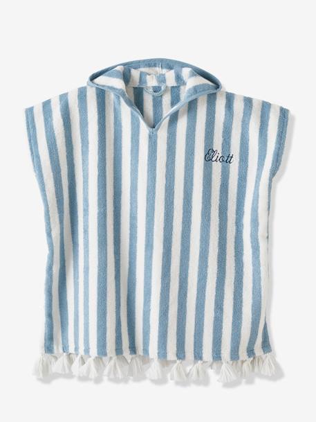 Poncho de bain enfant à rayures personnalisable bleu+rayé jaune+rose+vert - vertbaudet enfant 