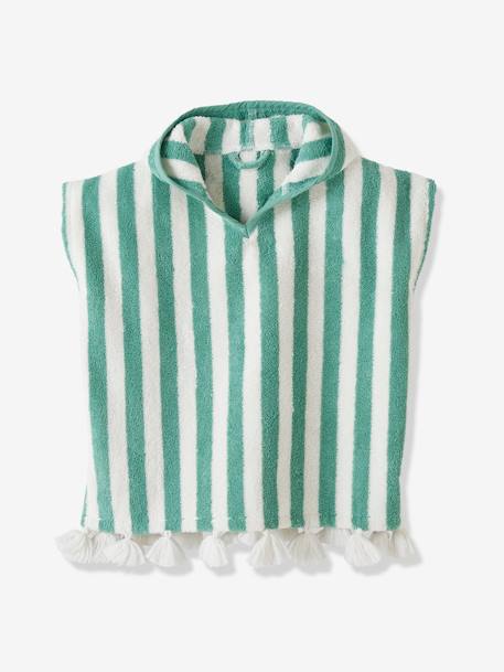 Poncho de bain enfant à rayures personnalisable bleu+rayé jaune+rose+vert - vertbaudet enfant 