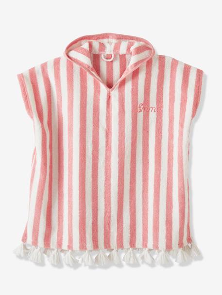 Poncho de bain enfant à rayures personnalisable bleu+rayé jaune+rose+vert - vertbaudet enfant 