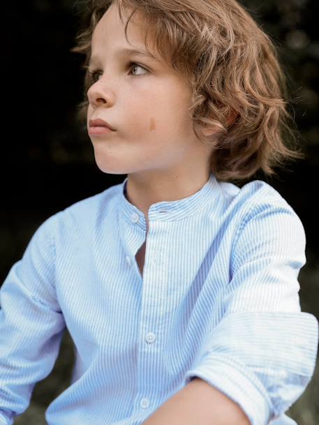 Chemise - Collection Fêtes et Mariages Blanc+Rayé bleu/blanc - vertbaudet enfant 