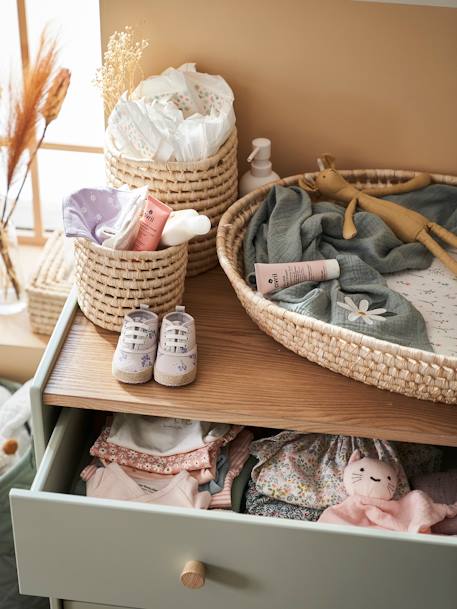 Commode avec poignées personnalisables LIGNE CONFETTI blanc+Vert - vertbaudet enfant 