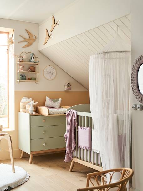 Ciel de lit en tulle à paillettes rose poudré - vertbaudet enfant 