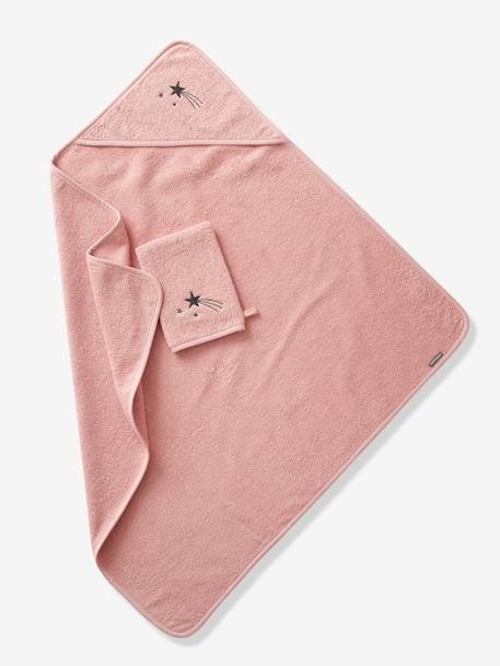 Cape de bain personnalisable et gant de toilette blanc+bleu moyen+framboise+marine+ocre+rose poudré+vert bleuté+vert céladon - vertbaudet enfant 