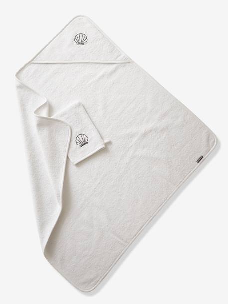 Cape de bain personnalisable et gant de toilette blanc+bleu moyen+framboise+marine+ocre+rose poudré+vert bleuté+vert céladon - vertbaudet enfant 