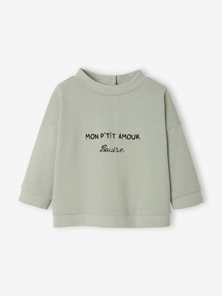 Sweat bébé à message personnalisable vert grisé - vertbaudet enfant 