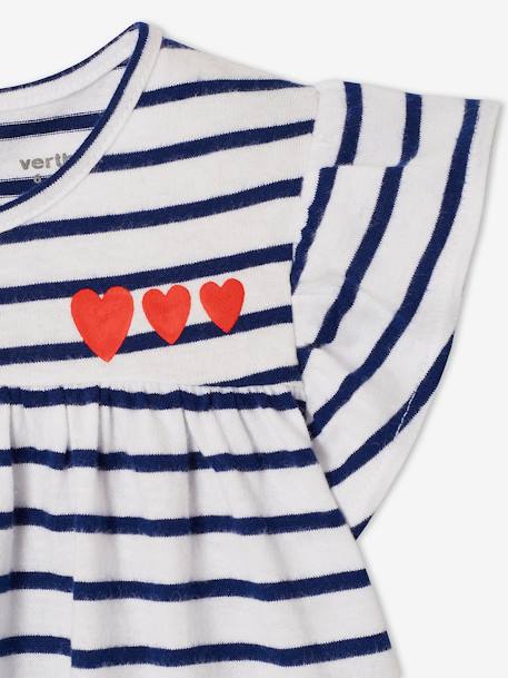 Jersey babyjurk koninklijk blauw met stepen+rozen - vertbaudet enfant 
