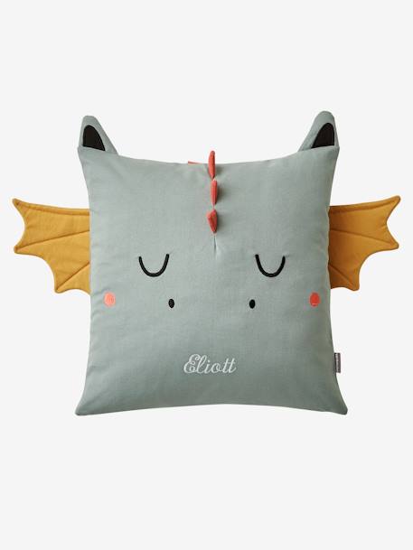Coussin carré dragon personnalisable vert - vertbaudet enfant 