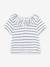 Gestreepte babyblouse met korte mouwen van jersey PETIT BATEAU wit gestreept marineblauw - vertbaudet enfant 