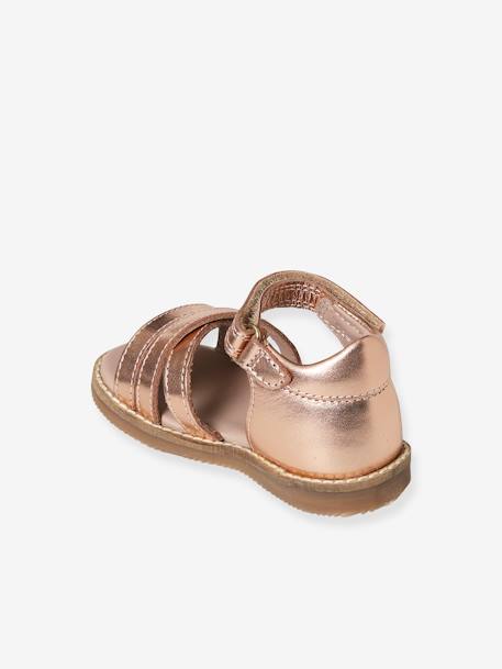 sandales premiers pas bebe garcon a brides en cuir brun chaussures de parc  bebe