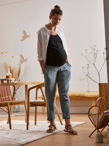 Zwangerschapsbroek van katoengaas Groen - vertbaudet enfant 