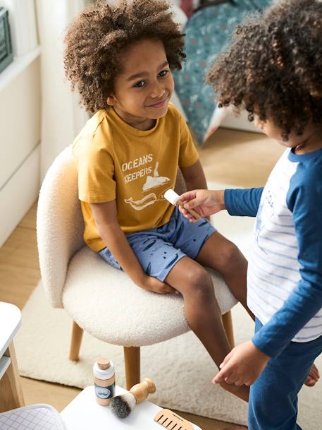 Lot de 2 pyjashorts garçon baleines BASICS Lot moutarde et bleu - vertbaudet enfant 