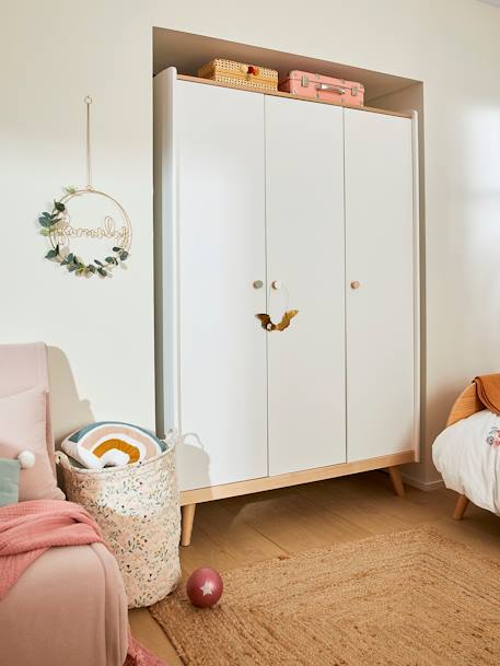 Armoire 3 portes CONFETTI BLANC/BOIS - vertbaudet enfant 
