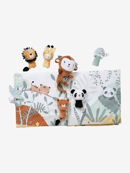 Livre bébé d'éveil + peluches TANZANIE gris - vertbaudet enfant 
