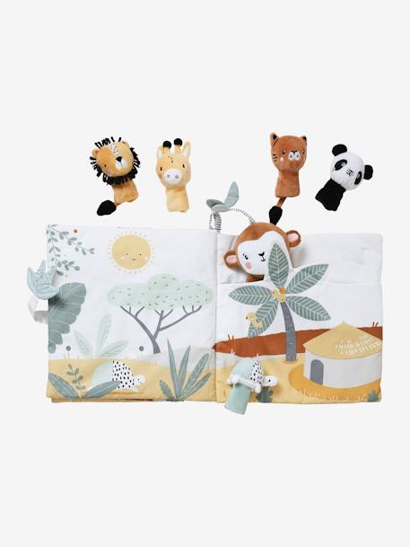 Livre bébé d'éveil + peluches TANZANIE gris - vertbaudet enfant 