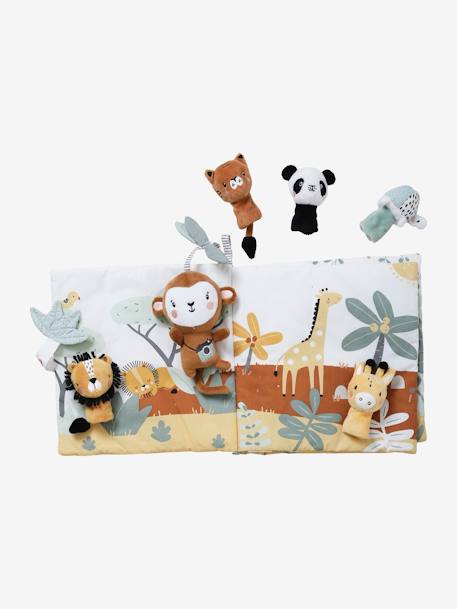 Livre bébé d'éveil + peluches TANZANIE gris - vertbaudet enfant 