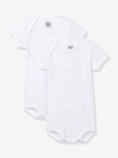 -Lot de 2 bodies ouverture US manches courtes bébé en coton bio - blanc