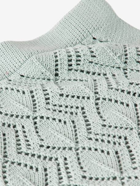 Couverture bébé tricot en coton bio* sable+vert d'eau - vertbaudet enfant 