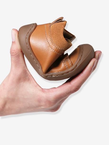 Bottillons bébé lacés cuir premiers pas or - vertbaudet enfant 