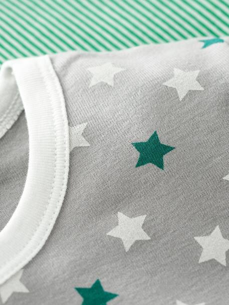 Set van 2 katoenen jongenspyjama's met ster en ribbels PETIT BATEAU sterren en strepen - vertbaudet enfant 