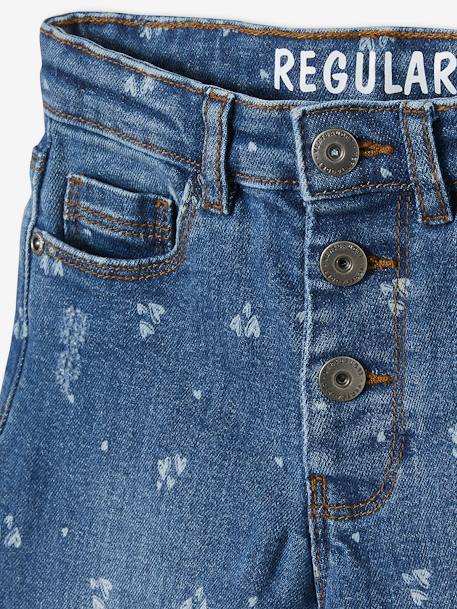 Jean droit détails usés fille double stone+gris - vertbaudet enfant 